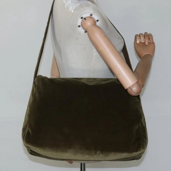 PRADA Shoulder Bag Velor Khaki Auth ep8096 - Picture 3 of 16